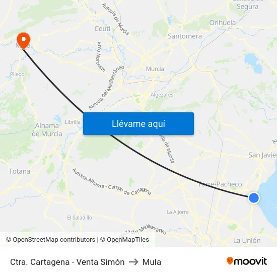 Ctra. Cartagena - Venta Simón to Mula map