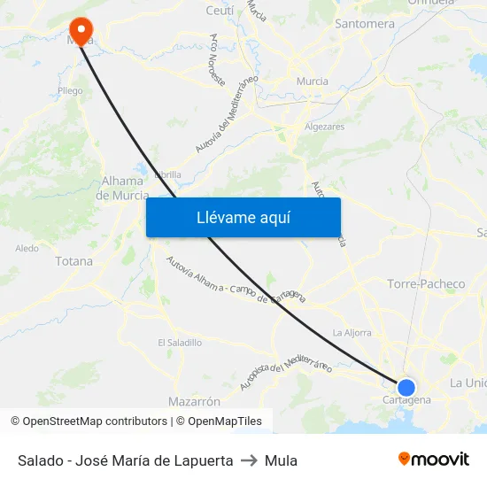 Salado - José María de Lapuerta to Mula map