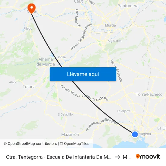 Ctra. Tentegorra - Escuela De Infantería De Marina to Mula map