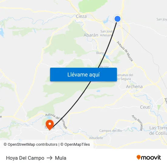 Hoya Del Campo to Mula map
