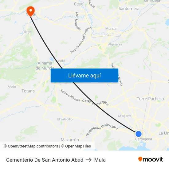 Cementerio De San Antonio Abad to Mula map