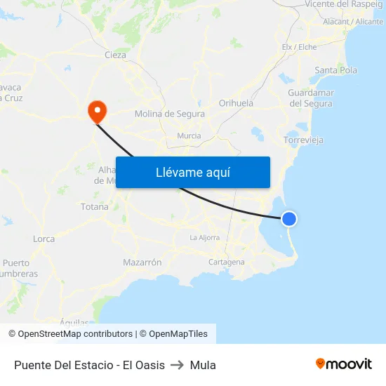 Puente Del Estacio - El Oasis to Mula map