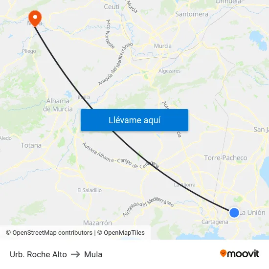 Urb. Roche Alto to Mula map