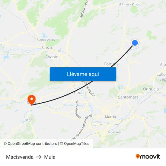 Macisvenda to Mula map