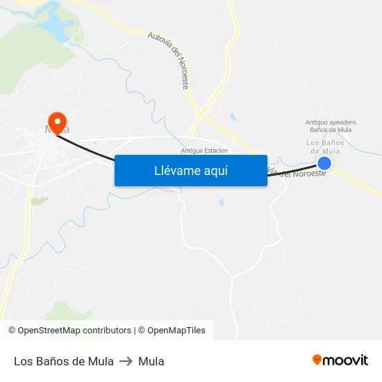 Los Baños de Mula to Mula map