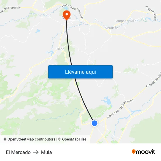 El Mercado to Mula map