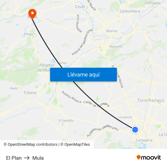 El Plan to Mula map