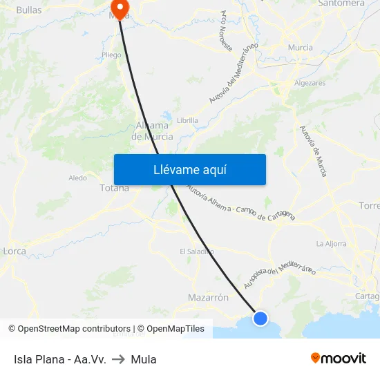 Isla Plana - Aa.Vv. to Mula map