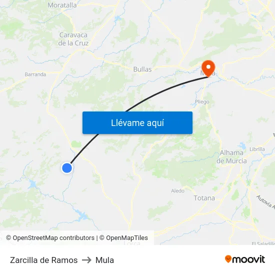 Zarcilla de Ramos to Mula map