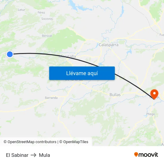 El Sabinar to Mula map