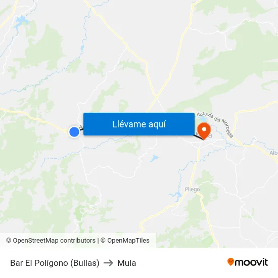 Bar El Polígono (Bullas) to Mula map