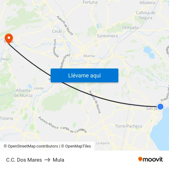 C.C. Dos Mares to Mula map