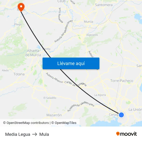 Media Legua to Mula map