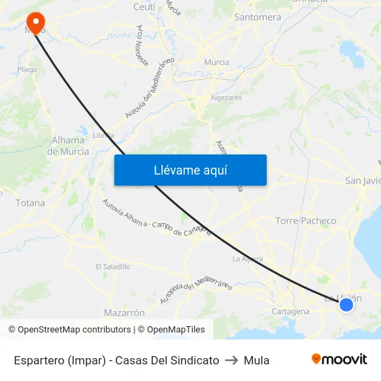 Espartero (Impar) - Casas Del Sindicato to Mula map