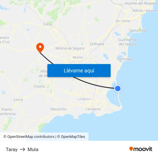 Taray to Mula map