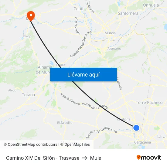 Camino XIV Del Sifón - Trasvase to Mula map