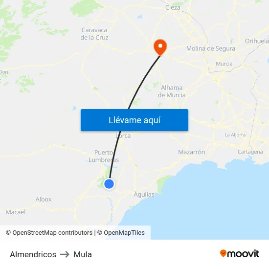 Almendricos to Mula map