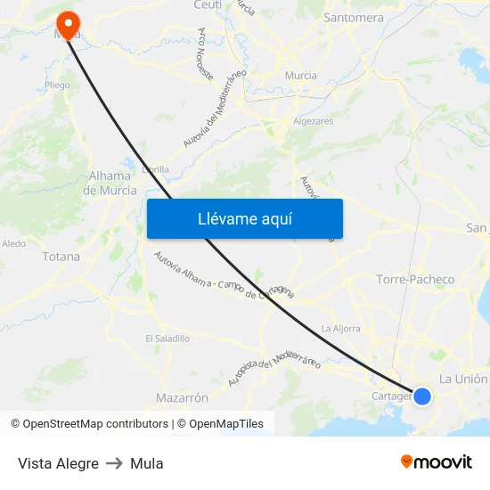 Vista Alegre to Mula map