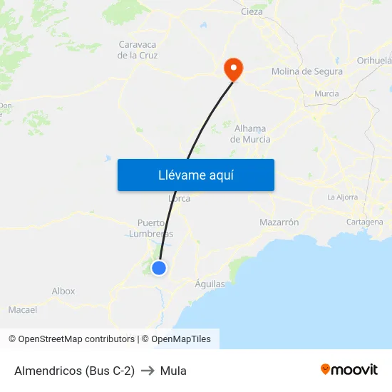 Almendricos (Bus C-2) to Mula map