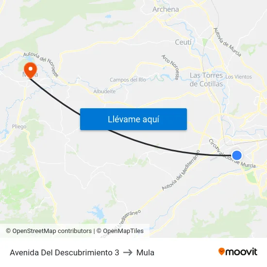 Avenida Del Descubrimiento 3 to Mula map