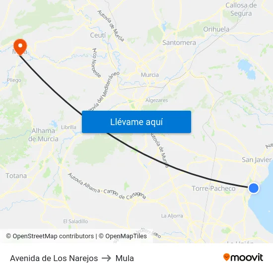 Avenida de Los Narejos to Mula map
