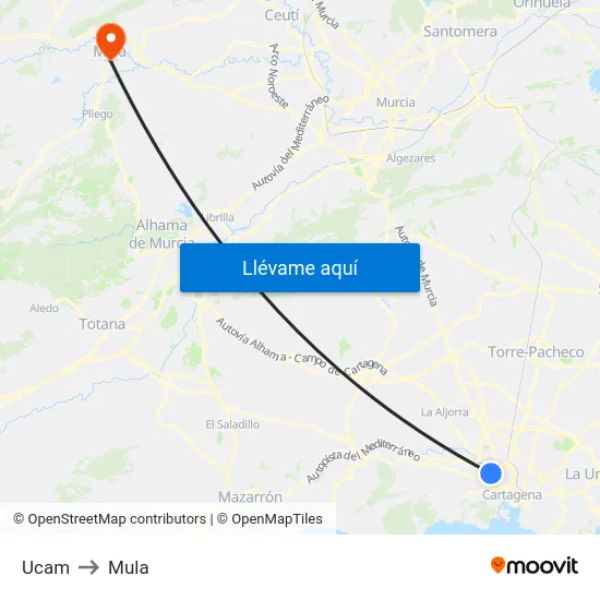 Ucam to Mula map