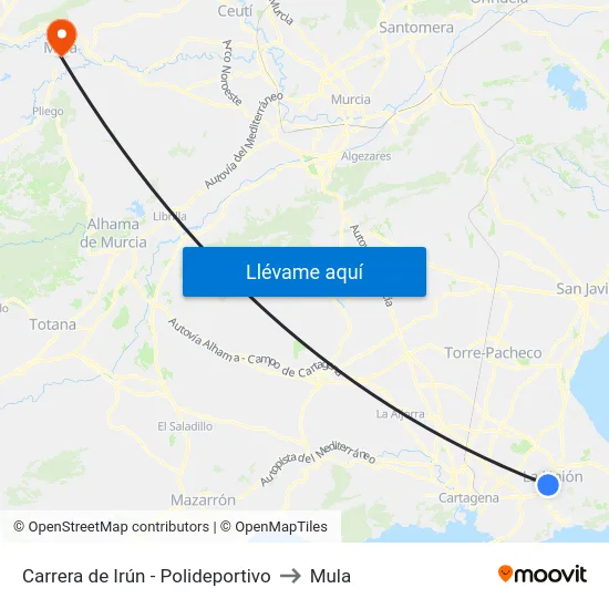 Carrera de Irún - Polideportivo to Mula map