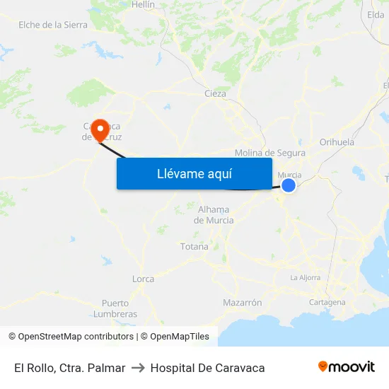 El Rollo, Ctra. Palmar to Hospital De Caravaca map