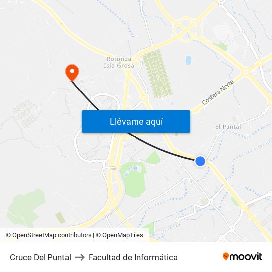 Cruce Del Puntal to Facultad de Informática map