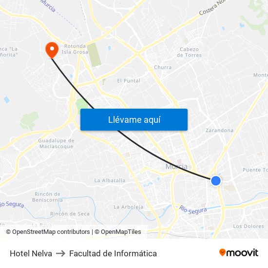 Hotel Nelva to Facultad de Informática map