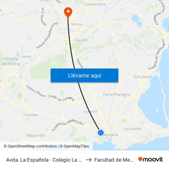 Avda. La Española - Colegio La Vaguada to Facultad de Medicina map