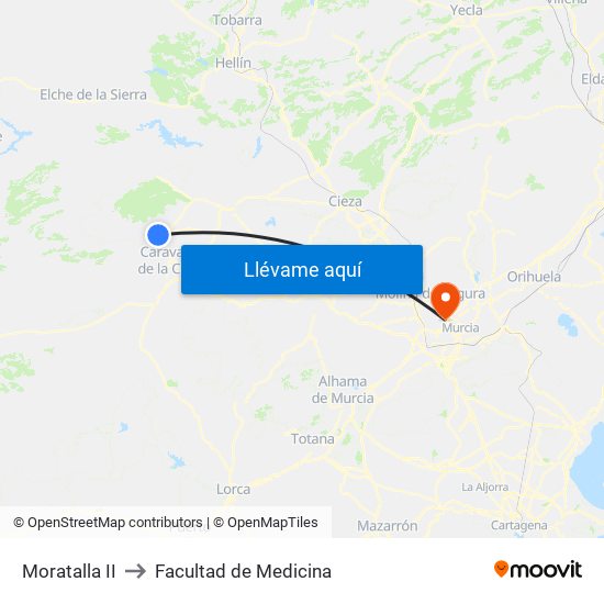 Moratalla II to Facultad de Medicina map