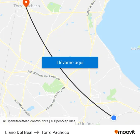 Llano Del Beal to Torre Pacheco map