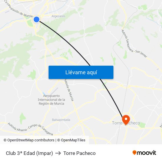 Club 3ª Edad (Impar) to Torre Pacheco map
