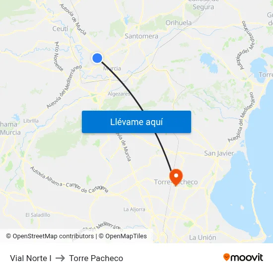 Vial Norte I to Torre Pacheco map