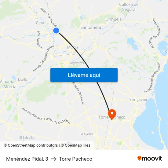 Menéndez Pidal, 3 to Torre Pacheco map