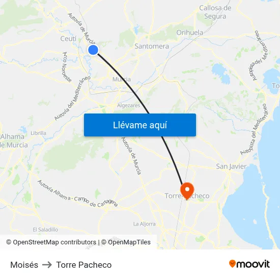 Moisés to Torre Pacheco map