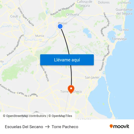 Escuelas Del Secano to Torre Pacheco map