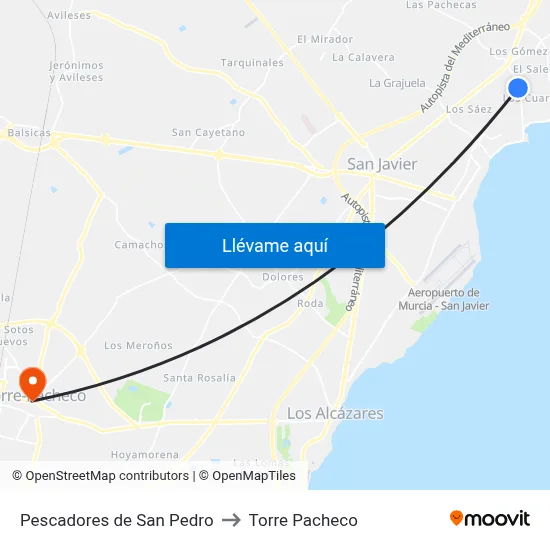 Pescadores de San Pedro to Torre Pacheco map