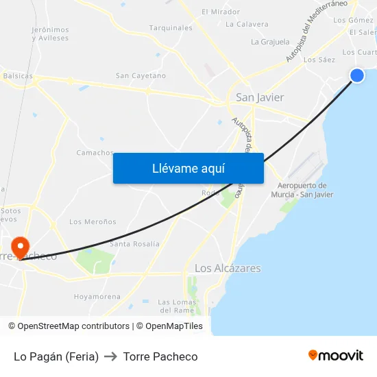 Lo Pagán (Feria) to Torre Pacheco map