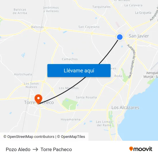 Pozo Aledo to Torre Pacheco map