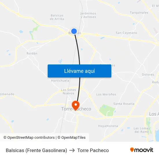 Balsicas (Frente Gasolinera) to Torre Pacheco map