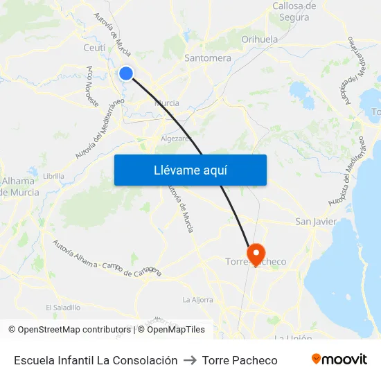 Escuela Infantil La Consolación to Torre Pacheco map