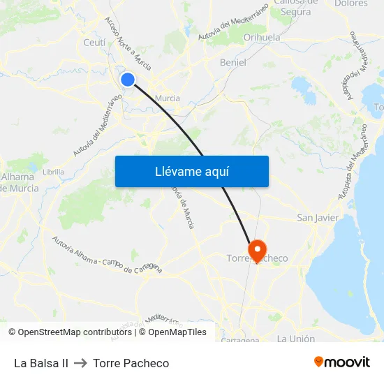 La Balsa II to Torre Pacheco map