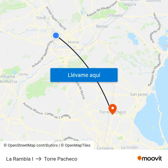La Rambla I to Torre Pacheco map
