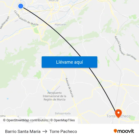 Barrio Santa María to Torre Pacheco map