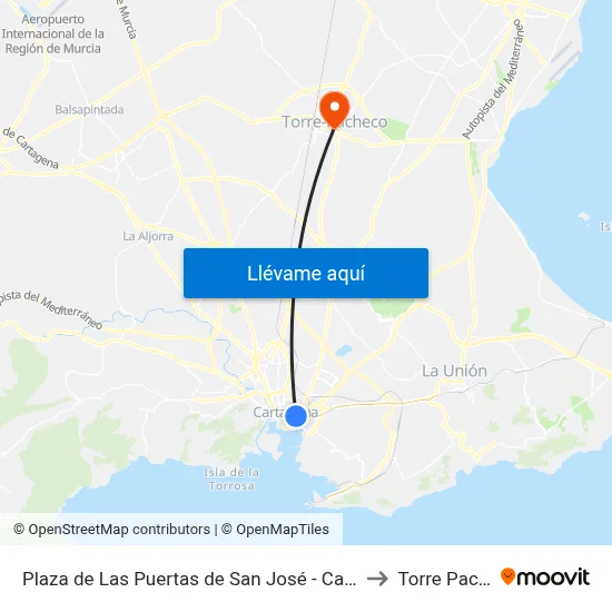 Plaza de Las Puertas de San José - Capitanes Ripoll to Torre Pacheco map