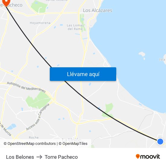 Los Belones to Torre Pacheco map
