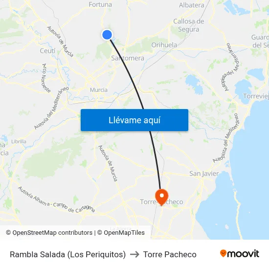 Rambla Salada (Los Periquitos) to Torre Pacheco map