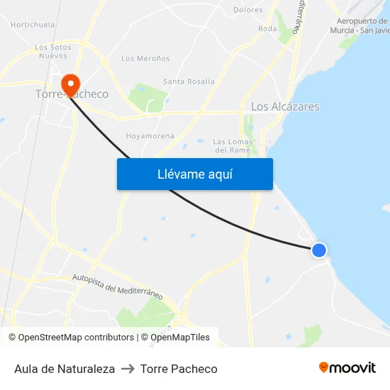 Aula de Naturaleza to Torre Pacheco map